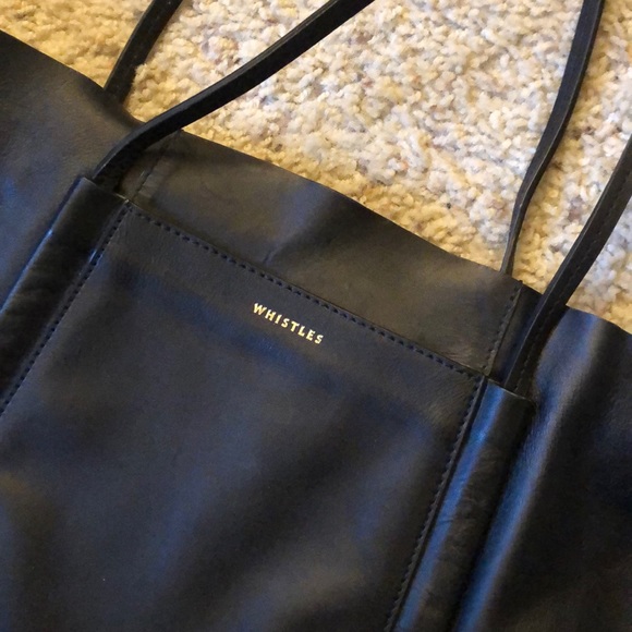 Whistles black leather tote bag, EUC - Picture 2 of 8